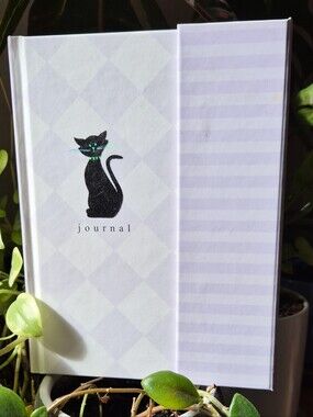 Lavender Striped Cat Journal - Black Cat Design